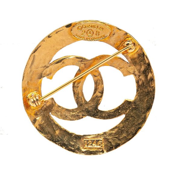 CHANEL Vintage Gold Logo Brooch